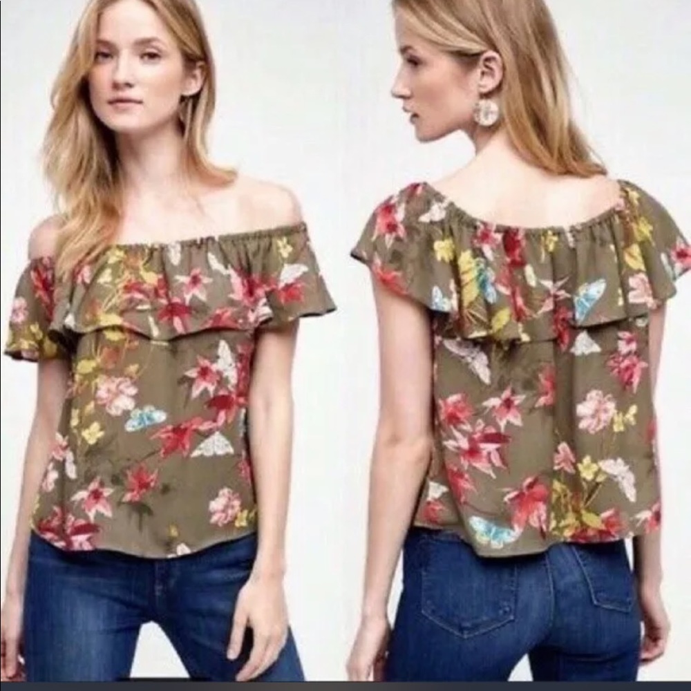 Anthropologie Maeve Vallita Off The Shoulder Floral Top Size S - Picture 7 of 13
